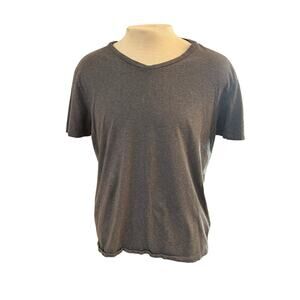CALVIN KLEIN BLACK V NECK EMBROIDERED LOGO T SHIRT MENS XL